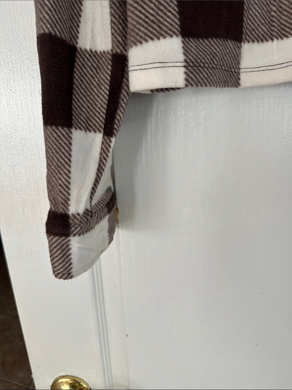 Soft cashmere material Checked Brown & White Women's Shacket Jacket - Picture 3 of 5
